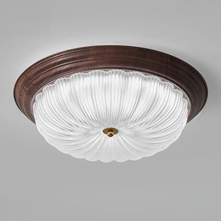 Bedroom Modern Cocoa Drum Flush Mount Ceiling Light Zawala Image - 6