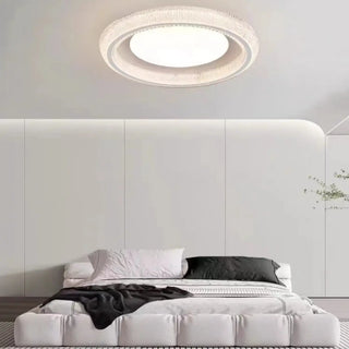 Bedroom Clear Glass White Round Flush Mount Light Zawala Image - 1
