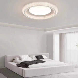Bedroom Clear Glass White Round Flush Mount Light Zawala Image - 2