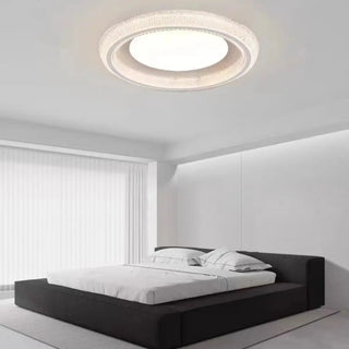 Bedroom Clear Glass White Round Flush Mount Light Zawala Image - 3
