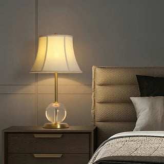 ZOWALA - Drum-Shaped Shade Crystal Ball Base Bedside Table Lamp Image - 1
