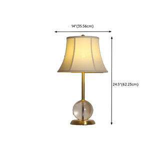 ZOWALA - Drum-Shaped Shade Crystal Ball Base Bedside Table Lamp Image - 13