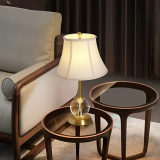 ZOWALA - Drum-Shaped Shade Crystal Ball Base Bedside Table Lamp Image - 2