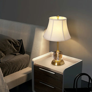 ZOWALA - Drum-Shaped Shade Crystal Ball Base Bedside Table Lamp Image - 3