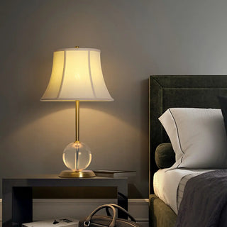ZOWALA - Drum-Shaped Shade Crystal Ball Base Bedside Table Lamp Image - 4