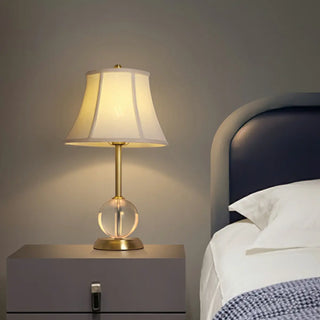ZOWALA - Drum-Shaped Shade Crystal Ball Base Bedside Table Lamp Image - 5