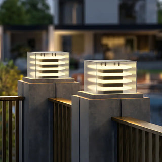 Stylish Multi-layered Square Glass Outdoor Pillar Lamp Zawala Image - 1