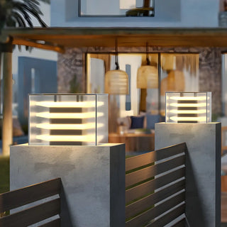 Stylish Multi-layered Square Glass Outdoor Pillar Lamp Zawala Image - 10