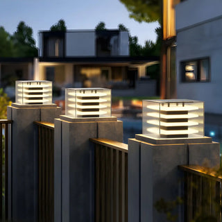 Stylish Multi-layered Square Glass Outdoor Pillar Lamp Zawala Image - 11