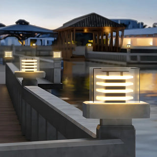 Stylish Multi-layered Square Glass Outdoor Pillar Lamp Zawala Image - 2