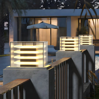 Stylish Multi-layered Square Glass Outdoor Pillar Lamp Zawala Image - 4