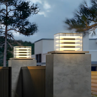 Stylish Multi-layered Square Glass Outdoor Pillar Lamp Zawala Image - 5
