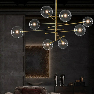 ZOWALA - Clear Glass Gold Linear Living Room Bubble Chandelier Image - 1