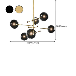ZOWALA - Clear Glass Gold Linear Living Room Bubble Chandelier #size
