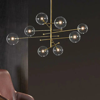 ZOWALA - Clear Glass Gold Linear Living Room Bubble Chandelier Image - 2