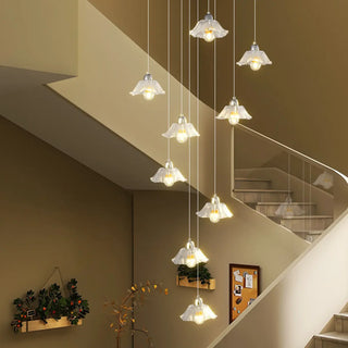 ZOWALA - Modern Stairwell Clear Glass Flower Cluster Pendant Lights Image - 1
