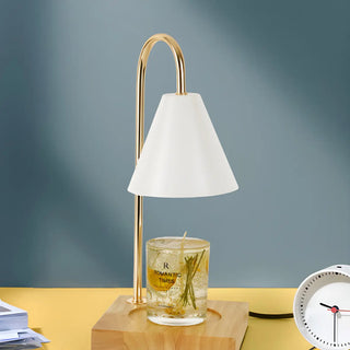 Stylish Black Cone Shade Wood Candle Warmer Table Lamp Zawala Image - 10