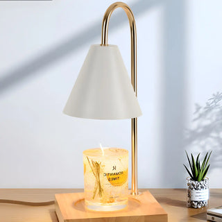 Stylish Black Cone Shade Wood Candle Warmer Table Lamp Zawala Image - 11