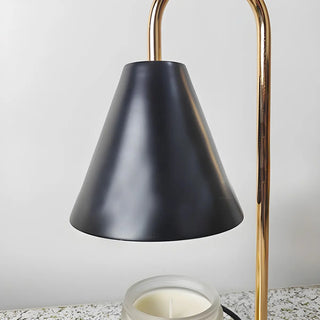 Stylish Black Cone Shade Wood Candle Warmer Table Lamp Zawala Image - 12