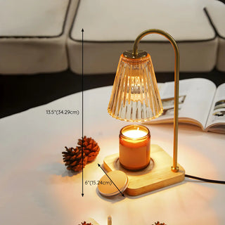 Stylish Black Cone Shade Wood Candle Warmer Table Lamp Zawala Image - 16