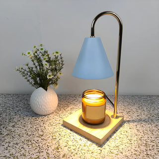 Stylish Black Cone Shade Wood Candle Warmer Table Lamp Zawala Image - 6