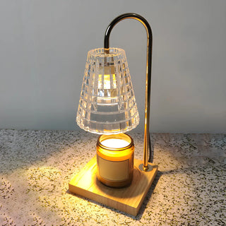 Stylish Black Cone Shade Wood Candle Warmer Table Lamp Zawala Image - 7