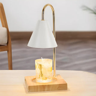 Stylish Black Cone Shade Wood Candle Warmer Table Lamp Zawala Image - 9