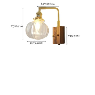 ZOWALA - Trendy Brass Globe Glass Wall Light with Pull Chain #size