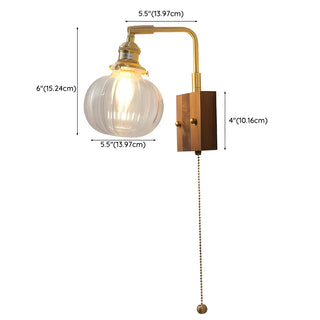 ZOWALA - Trendy Brass Globe Glass Wall Light with Pull Chain Image - 11