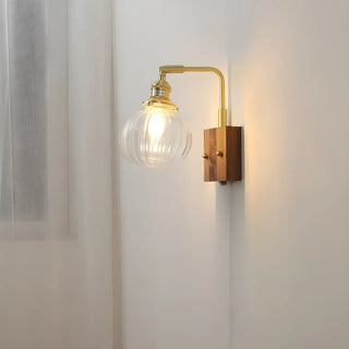 ZOWALA - Trendy Brass Globe Glass Wall Light with Pull Chain Image - 3