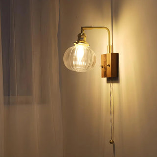 ZOWALA - Trendy Brass Globe Glass Wall Light with Pull Chain Image - 4