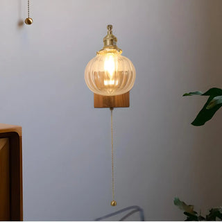 ZOWALA - Trendy Brass Globe Glass Wall Light with Pull Chain Image - 5