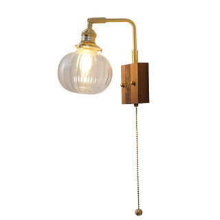 ZOWALA - Trendy Brass Globe Glass Wall Light with Pull Chain Image - 7
