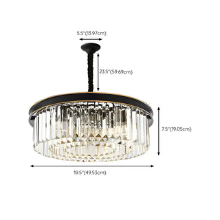ZOWALA - Drum Clear Prismatic Crystal Black Living Room Chandelier #size