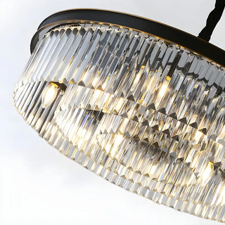 ZOWALA - Drum Clear Prismatic Crystal Black Living Room Chandelier Image - 6