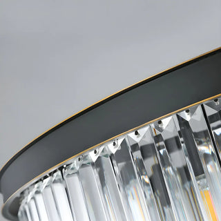 ZOWALA - Drum Clear Prismatic Crystal Black Living Room Chandelier Image - 8