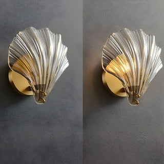 Art Deco Shell Glass Gold Finish LED Vanity Lights Zawala Image - 11