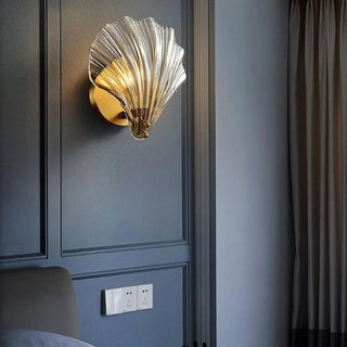 Art Deco Shell Glass Gold Finish LED Vanity Lights Zawala Image - 3