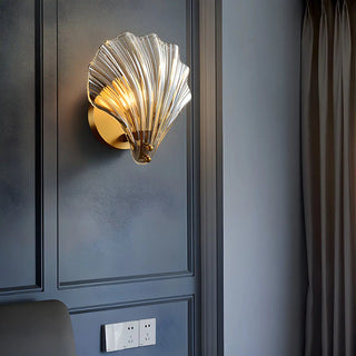 Art Deco Shell Glass Gold Finish LED Vanity Lights Zawala Image - 4