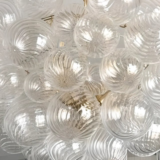 Cluster Clear Glass Dining Room Gold Bubble Chandelier Image - 10