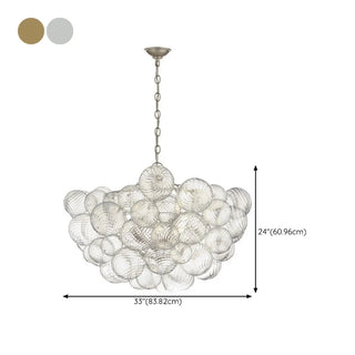 Cluster Clear Glass Dining Room Gold Bubble Chandelier Image - 12