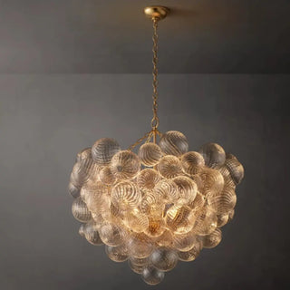Cluster Clear Glass Dining Room Gold Bubble Chandelier Image - 8
