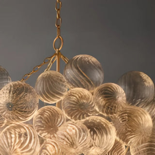 Cluster Clear Glass Dining Room Gold Bubble Chandelier Image - 9
