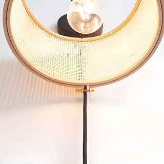 Coastal Cylinder Rattan Bedroom Downlight Black Wall Sconce Zawala Image - 11