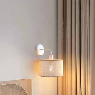 Coastal Cylinder Rattan Bedroom Downlight Black Wall Sconce Zawala Image - 13