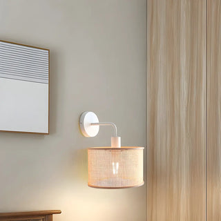 Coastal Cylinder Rattan Bedroom Downlight Black Wall Sconce Zawala Image - 14
