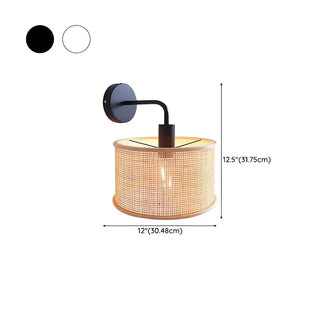 Coastal Cylinder Rattan Bedroom Downlight Black Wall Sconce Zawala #size