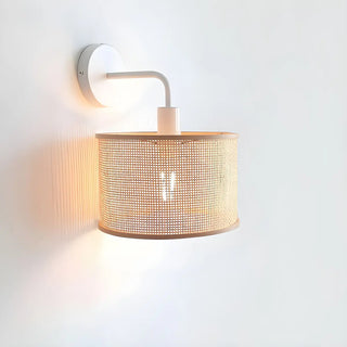 Coastal Cylinder Rattan Bedroom Downlight Black Wall Sconce Zawala Image - 8