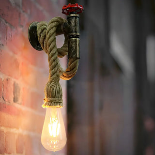Coastal Pipe Rope Metal Bedroom Brown Large Wall Sconce Zawala Image - 1