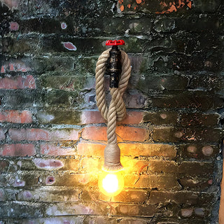 Coastal Pipe Rope Metal Bedroom Brown Large Wall Sconce Zawala Image - 4